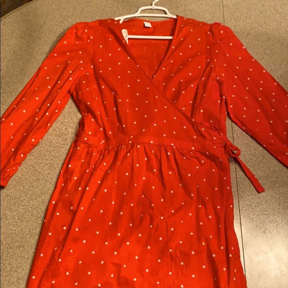 Orange Daisy Tie Wrap Dress